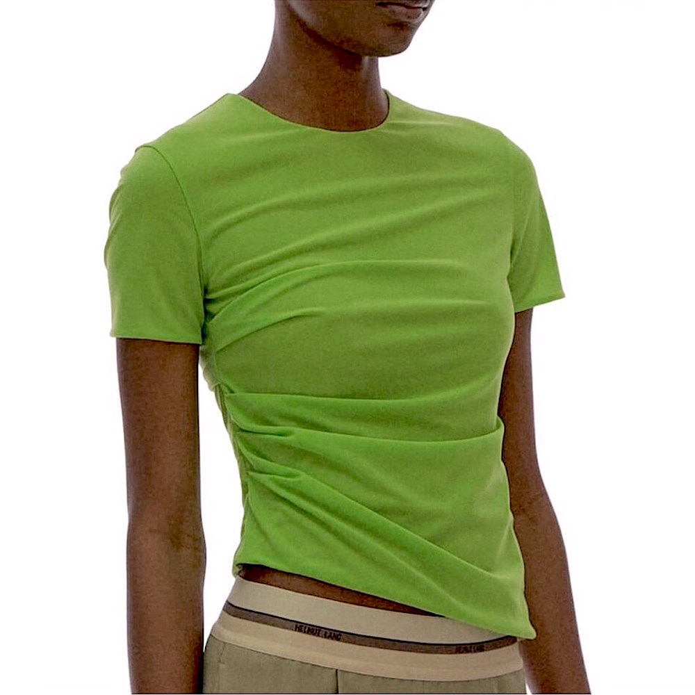 HELMUT LANG Ruched Reversible Short Sleeve Top, NEW